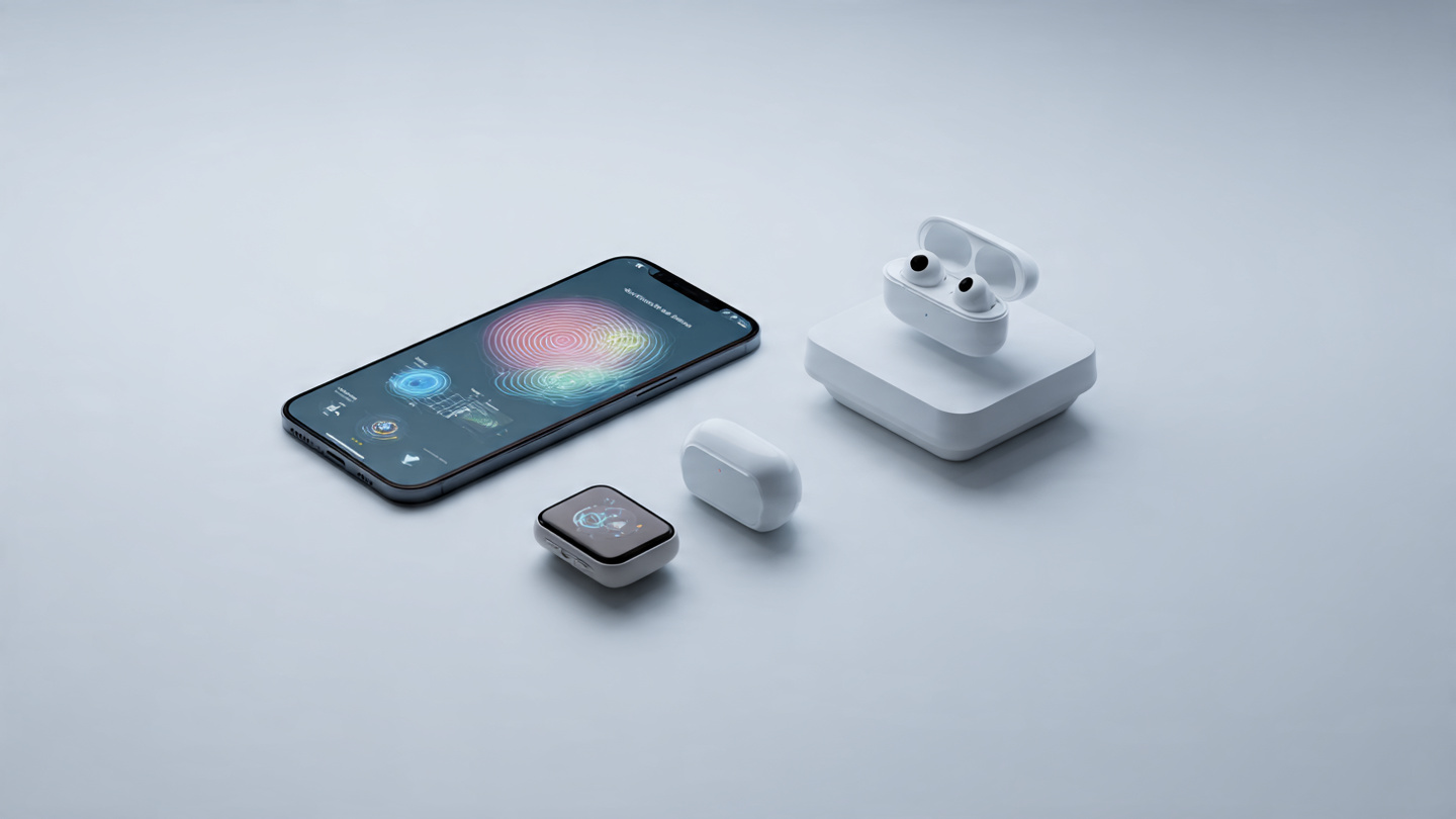 Minimalist Setup of Floating Smart Devices | Clean Tech Wallpaper